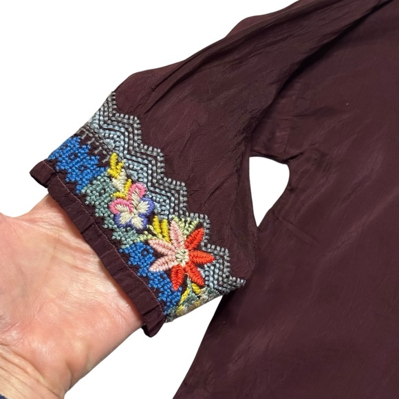 Johnny Was Rosa Tunic Embroidered Pullover Plum Merlot Boho Bohemian Size XS - Picture 4 of 8
